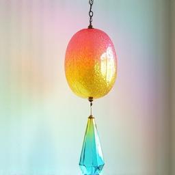Zaphir chime 'Crystalide' with a vibrant color scheme, suspended in a bright setting.